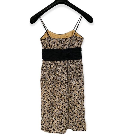 Corey Lynn Calter Black/Gold Floral Spaghetti Strap Silk Dress Size 6 - Picture 3 of 6
